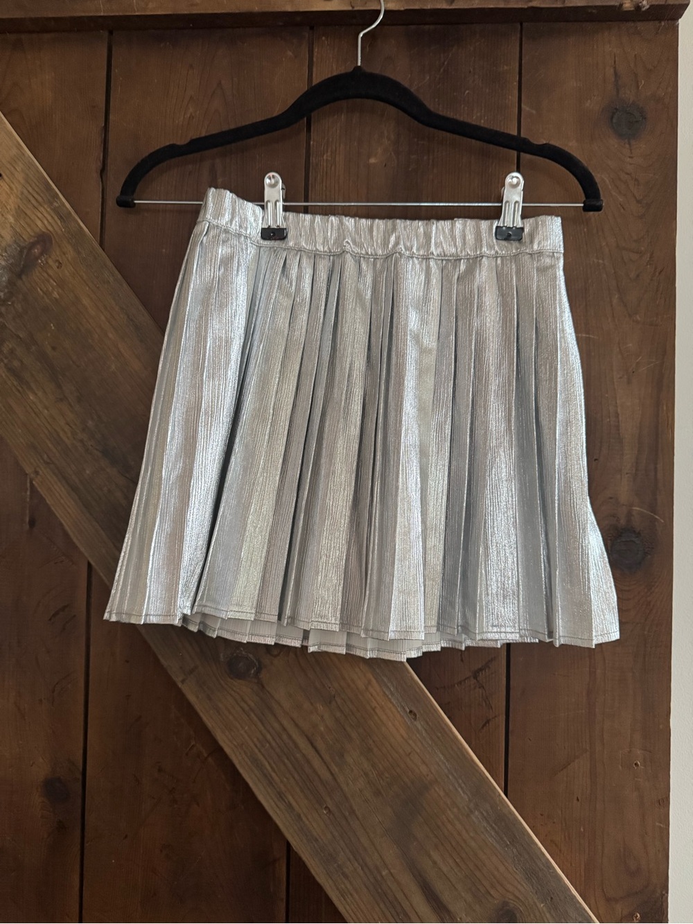 4/$12 Girls' Metallic Silver Pleated Skirt - Shimmering Playful Style